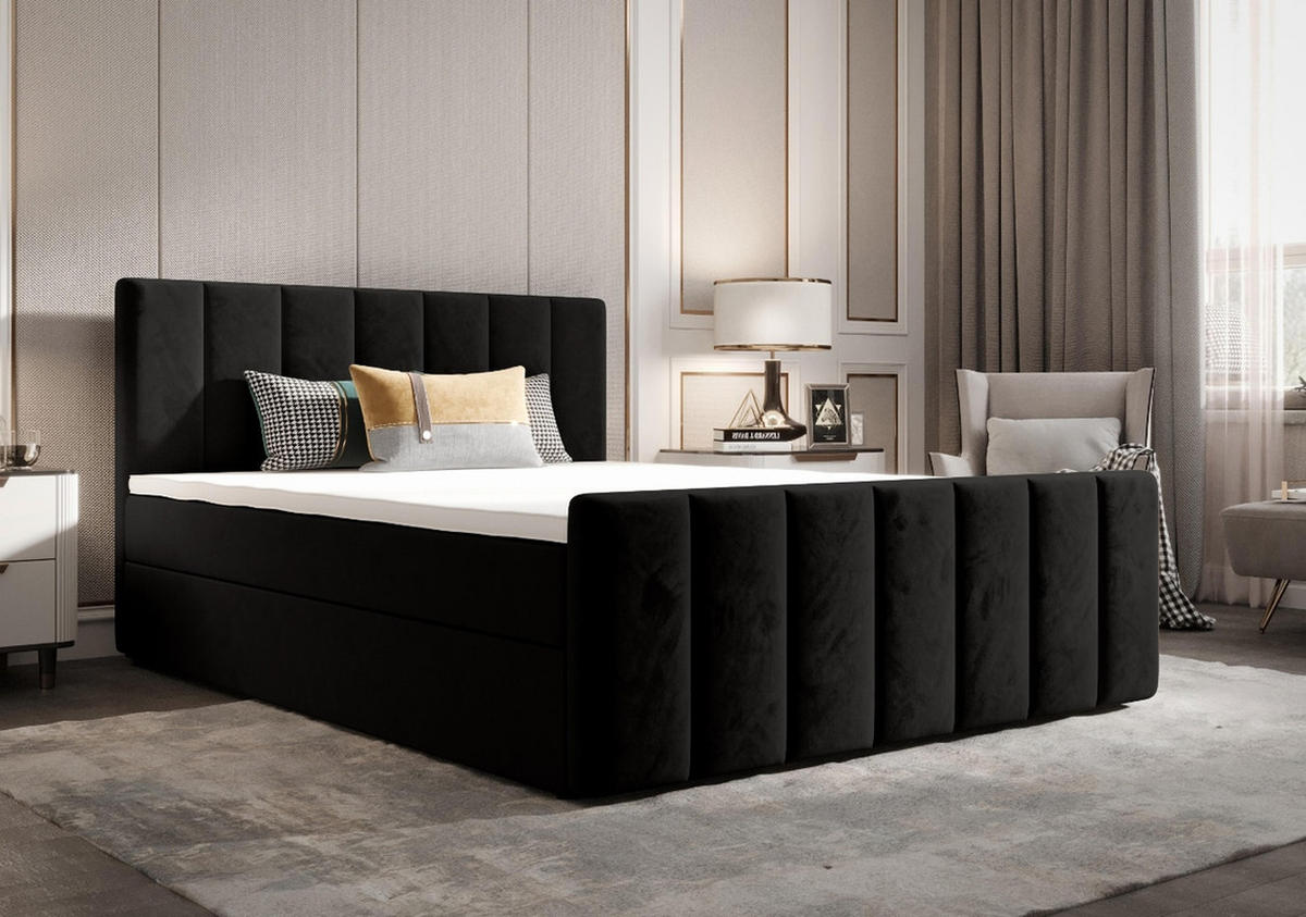 BOXBETT Adelon Schwarz 160x200 cm - Schwarz, Textil (160/200cm) - B&B Home