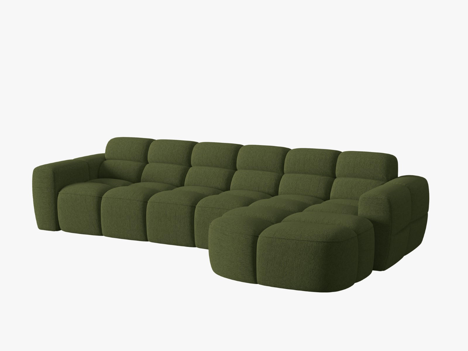 ECKSOFA rechts Lisa aus strukturiertem Stoff grün meliert 4 Sitzplätze - Grün, Textil (170/310cm) - Micadoni