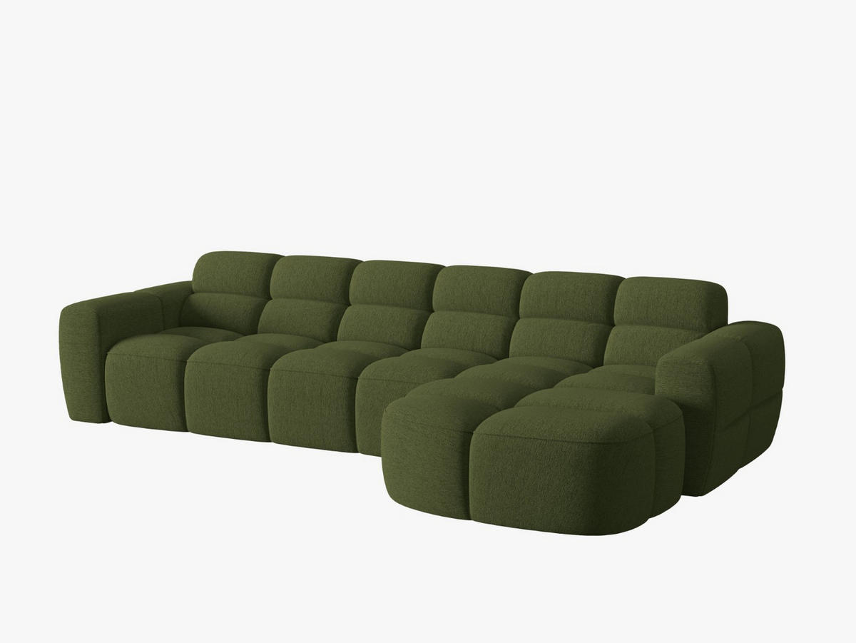 ECKSOFA rechts Lisa aus strukturiertem Stoff grün meliert 4 Sitzplätze - Grün, Textil (170/310cm) - Micadoni