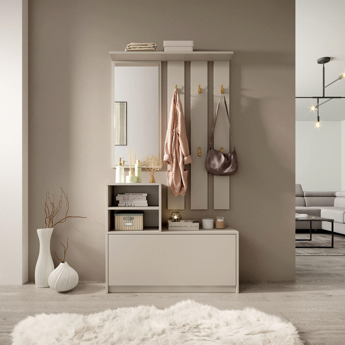 FLURMÖBEL-SET Yesfir Greige - Taupe, Holzwerkstoff (85/160/24cm) - Selsey