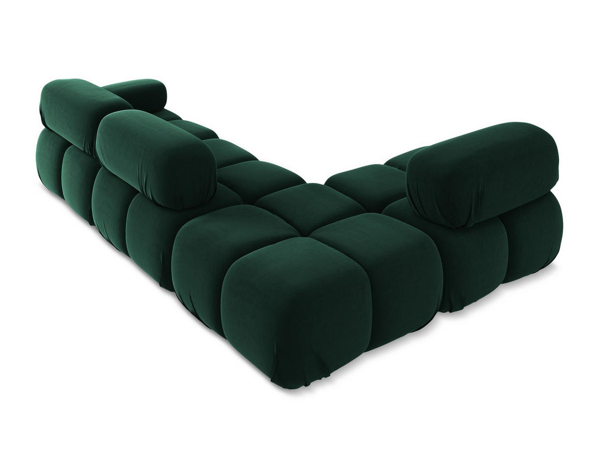 ECKSOFA Links Samt Stoff Grün - Blau/Dunkelgrün, Kunststoff/Textil (190/285cm) - Makamii