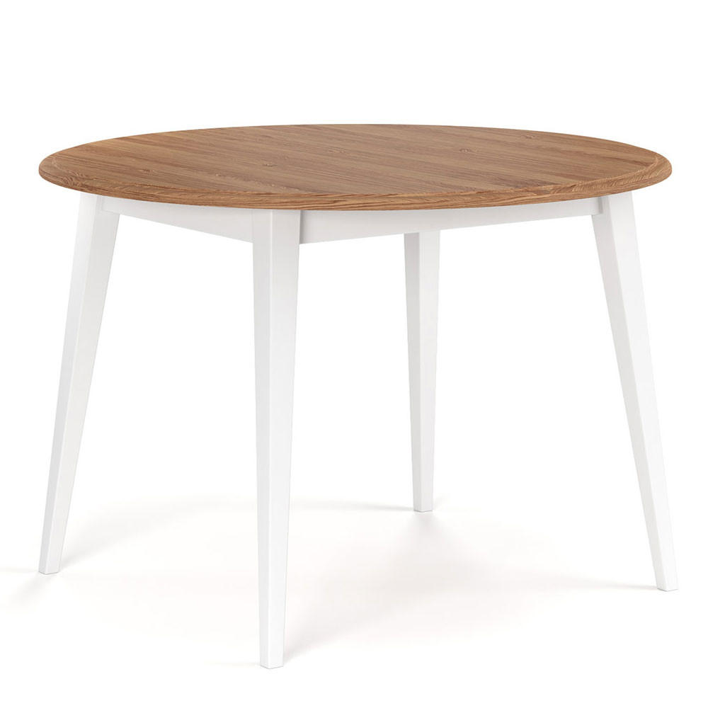 ESSTISCH Belluno Elegante Kiefer weiß (RAL9010) lackiert / Kiefer gebeizt, Eichefarben 90 / 90 / cm - Eichefarben/Weiß, Holz (90/90/75cm) - Feldmann-Wohnen