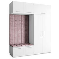 GARDEROBENSCHRANK REMA 200/240/60 cm Modern Garderobe-Set Weiß - Lila/Weiß, Holzwerkstoff (200/240/60cm) - MASSENO