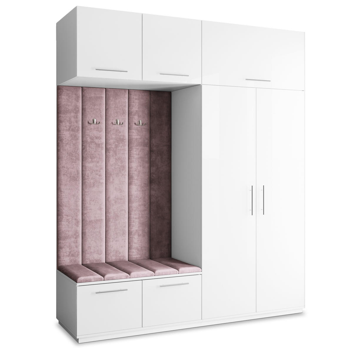 GARDEROBENSCHRANK REMA 200/240/60 cm Modern Garderobe-Set Weiß - Lila/Weiß, Holzwerkstoff (200/240/60cm) - MASSENO