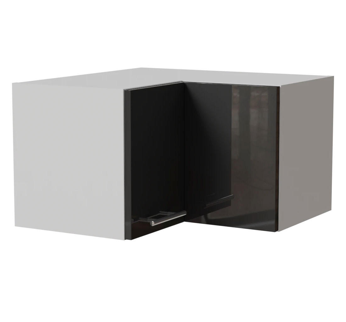 ECKHÄNGESCHRANK Essen W12/60/36 Graphit Hochglanz / Weiß Matt 60 / 60 / 36cm - Graphitfarben/Weiß, Holz/Holzwerkstoff (60/36/60cm) - Feldmann-Wohnen