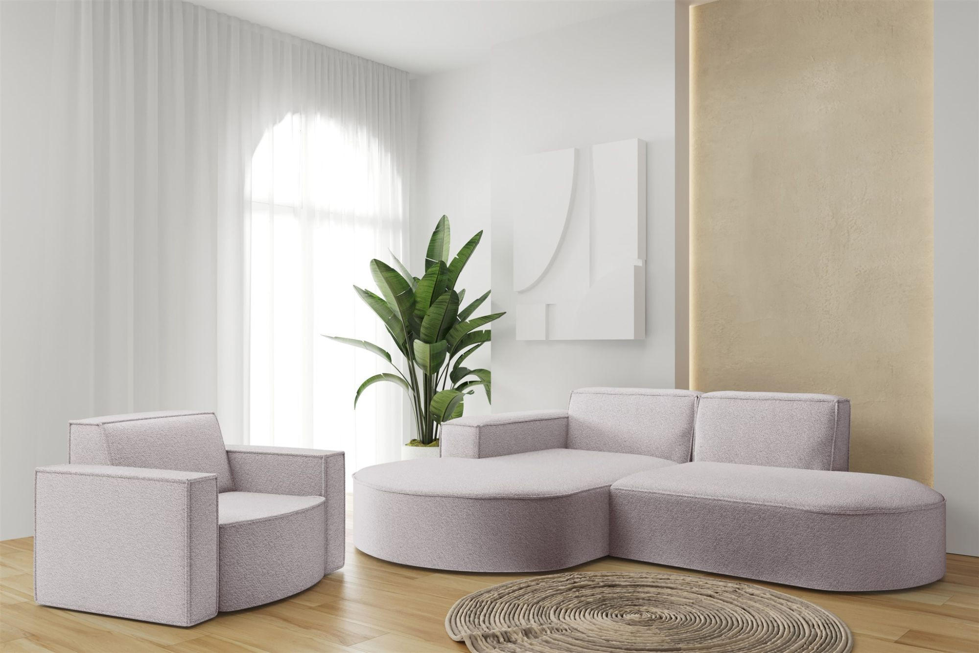SOFASET Palma Ecksofa Sessel Ascot - Rosa, Holzwerkstoff/Textil (236/78/165cm) - Fun Möbel