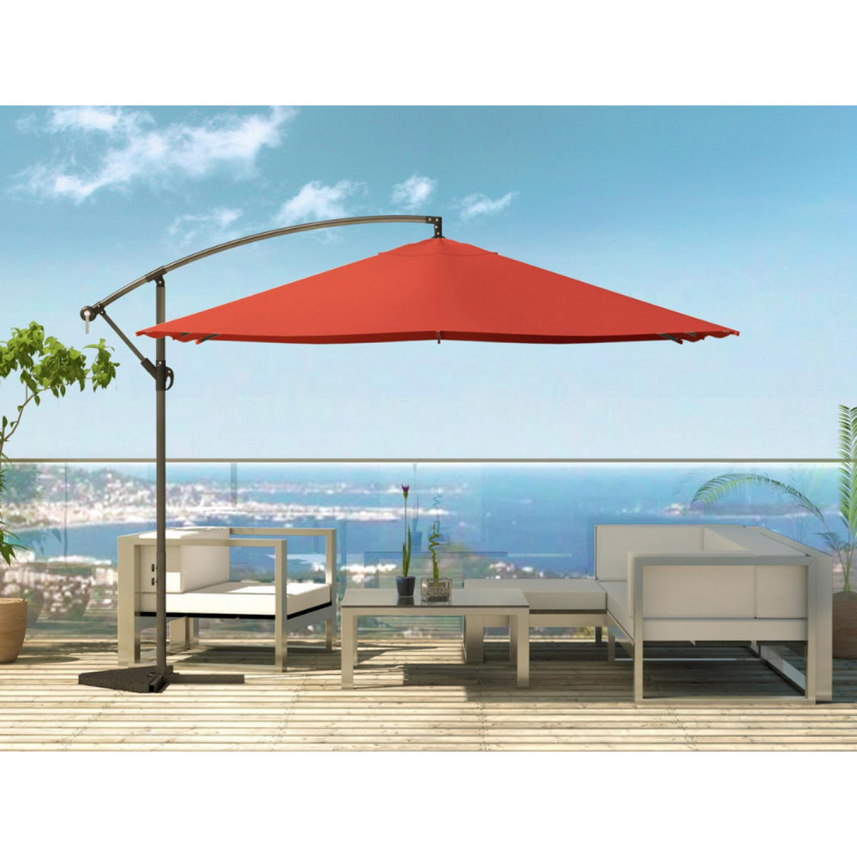 SONNENSCHIRM solenzara terrakotta quadratisch 3 x 3 cm deportiert led - Terracotta, Metall (300/300cm) - Concept Usine