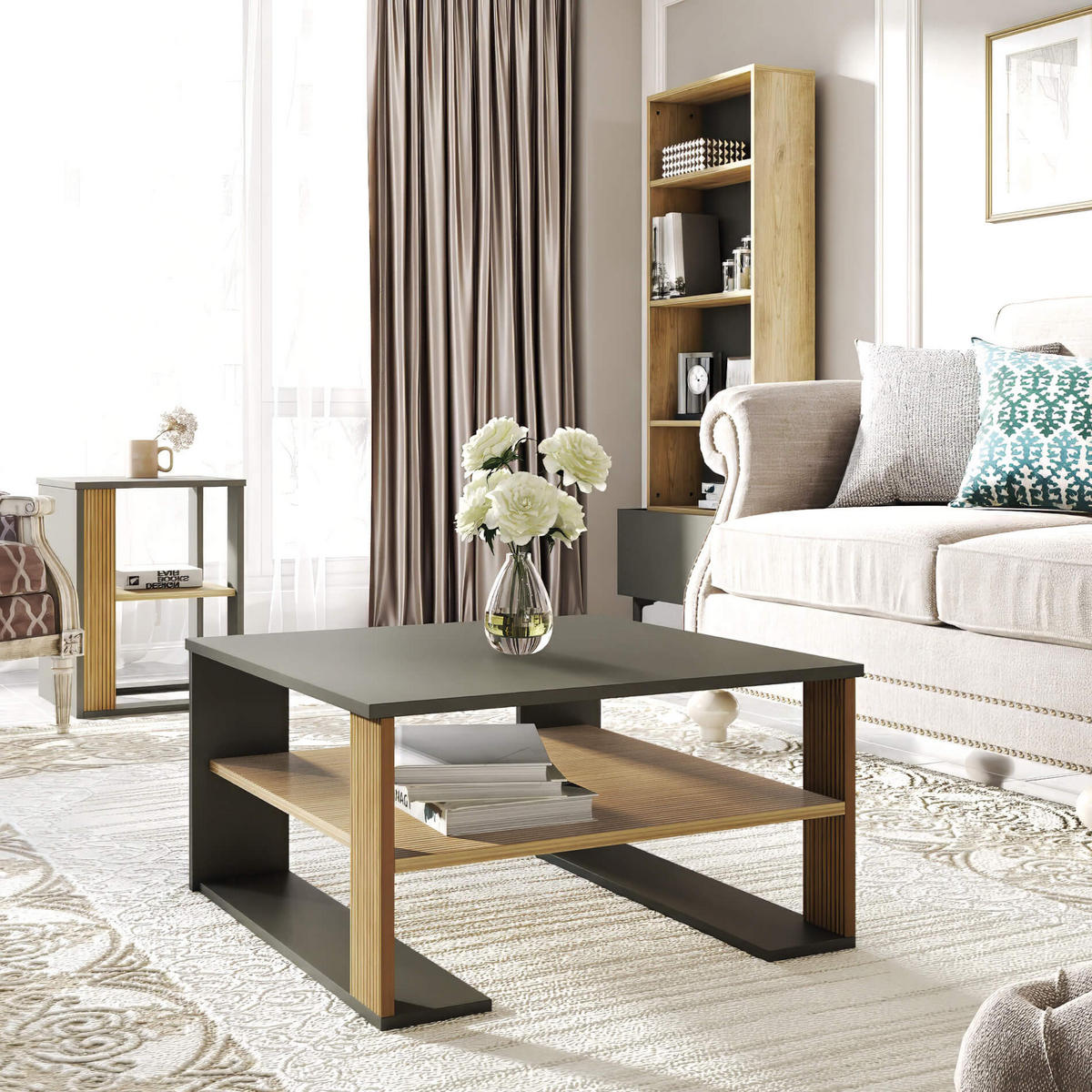 COUCHTISCH Dunkelgrau 75/75/40 cm - Grau, Holzwerkstoff (75/75/40cm) - Mobili Rebecca