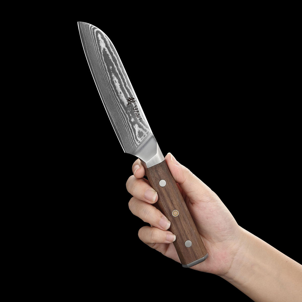 SANTOKUMESSER 12,5 cm - Nussbaumfarben, Holz/Metall (24cm) - Wakoli