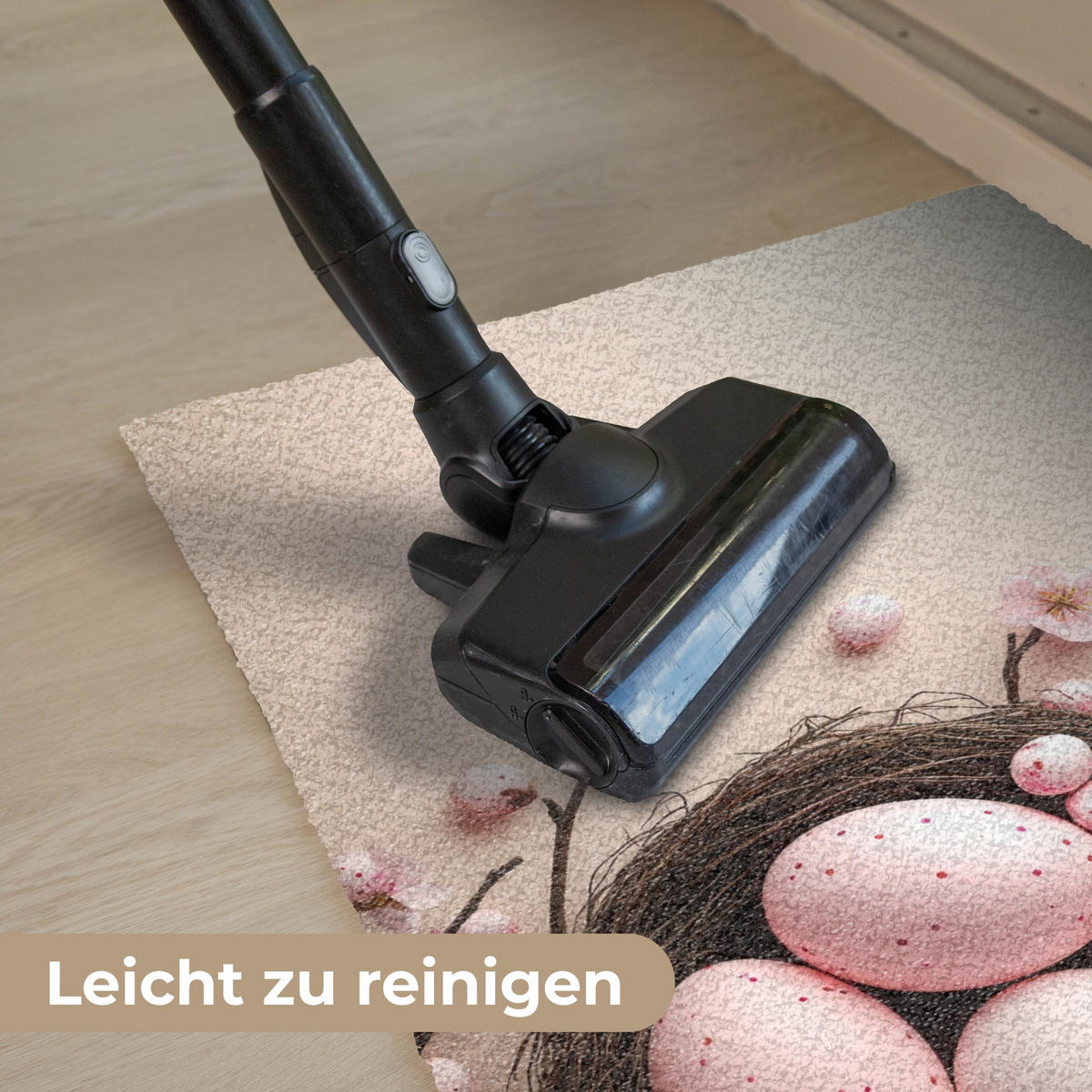 FUSSMATTE Rosa - Blüten - Eier 60x40 cm - Hellrosa, Kunststoff (40/60cm) - MuchoWow