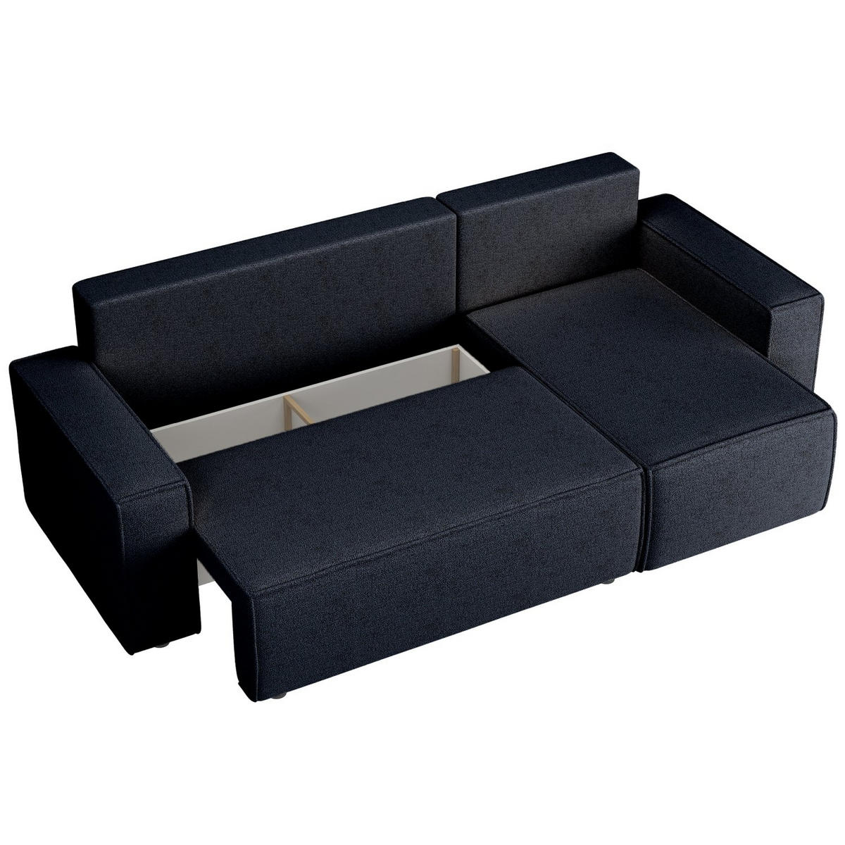 ECKSOFA Copertino Dunkelblau beidseitig montierbar - Schwarz/Dunkelblau, Kunststoff/Textil (244/145cm) - Selsey