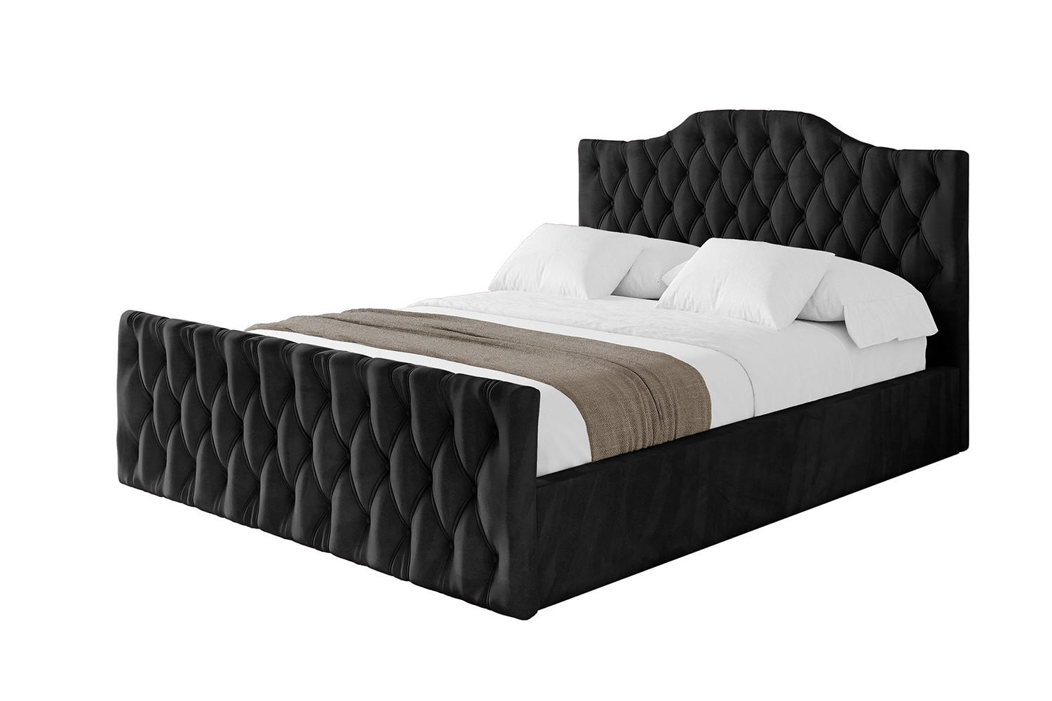 POLSTERBETT mit Bettkasten, Fußteil und Lattenrost, Boxbett mit Matratze H3/H4 - FALIO-Z 120x200 Schwarz - Schwarz, Holzwerkstoff/Textil (120/200cm) - ALTDECOR