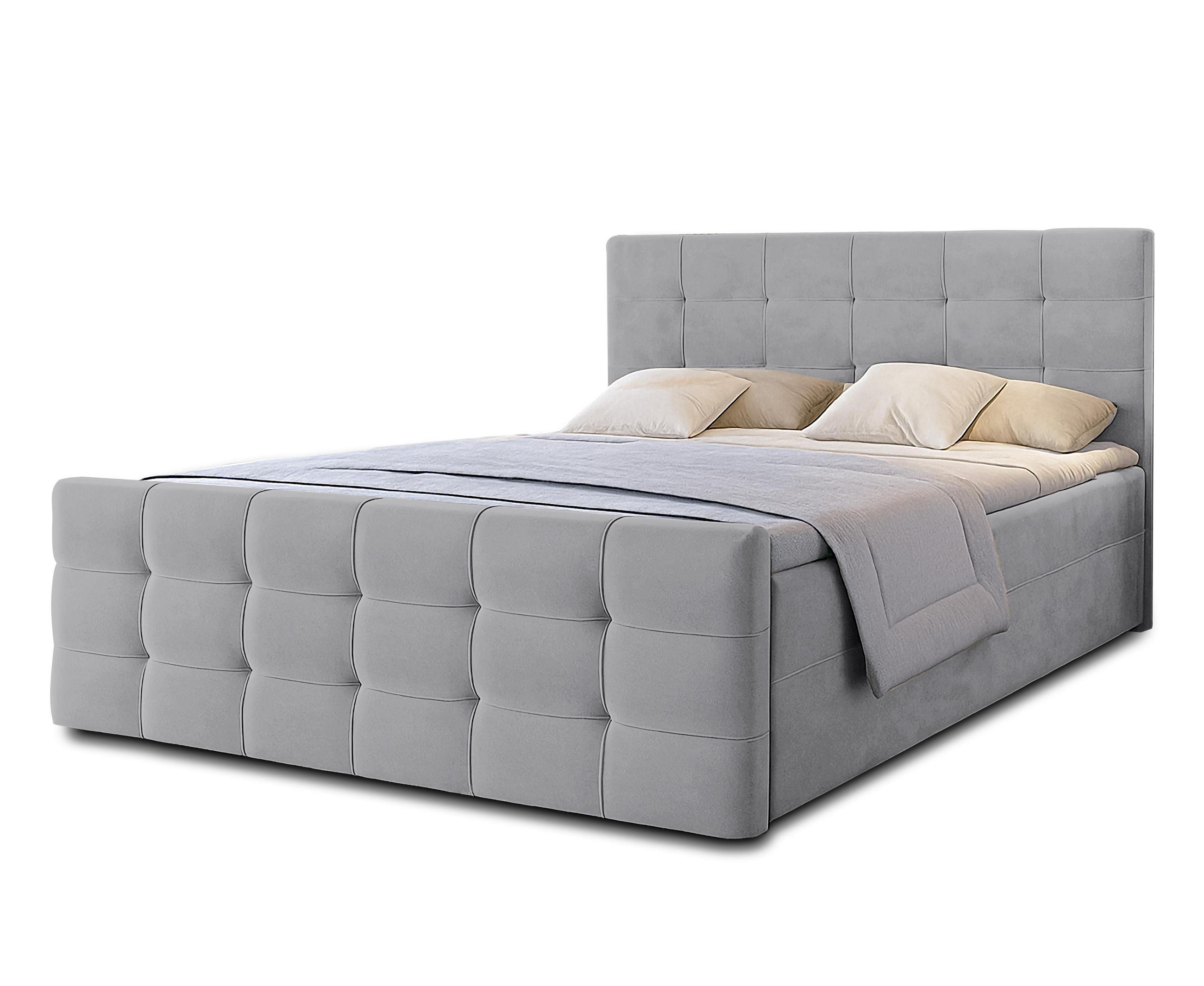 BOXBETT ARGENTARO 140x200 cm mit Bettkasten und Matratze - Grau - Schwarz/Grau, Holz/Holzwerkstoff (140/200cm) - AX Living