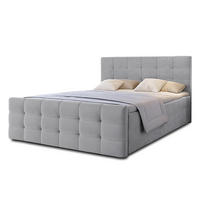 BOXBETT ARGENTARO 180x200 cm mit Bettkasten und Matratze - Grau - Schwarz/Grau, Holz/Holzwerkstoff (180/200cm) - AX Living