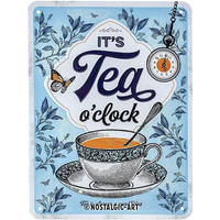 BLECHSCHILD 15/20 cm Home & Country It's Tea O'Clock - Multicolor, Metall (15/20/0.5cm) - Nostalgic-Art