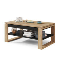 COUCHTISCH rechteckig Eiche Wotan - Schwarz aufklappbar 110/65/50 cm - Eiche Wotan/Schwarz, Holzwerkstoff (65/110/50cm) - designimpex