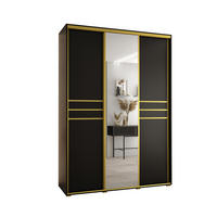 SCHWEBETÜRENSCHRANK 235,2/180/60 3-türig - Goldfarben/Schwarz, Holz/Metall (180/235/60cm) - Abiks Möbel