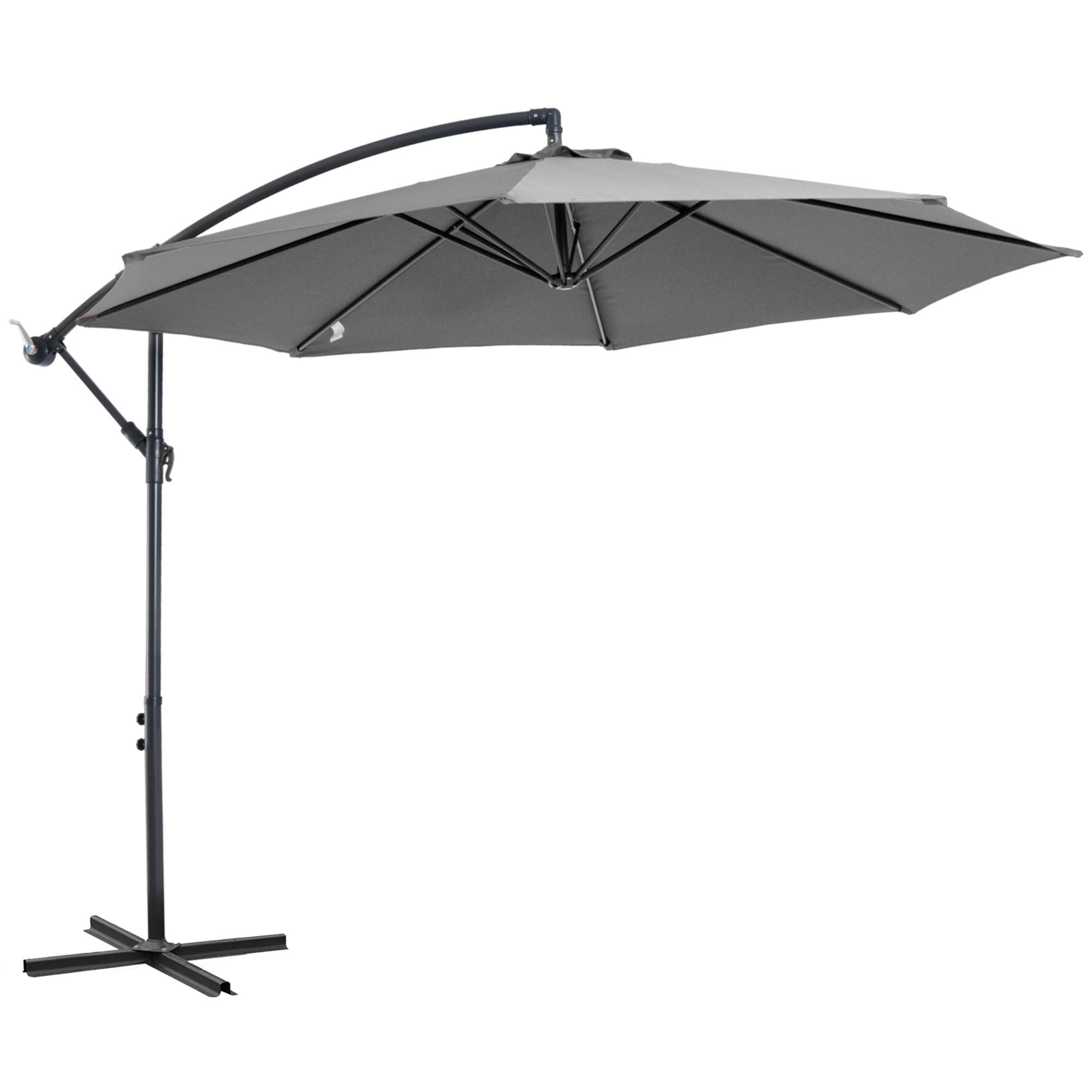 SONNENSCHIRM, Stahl, Polyester, Grau - Grau, Metall (2.95/2.95cm) - Outsunny