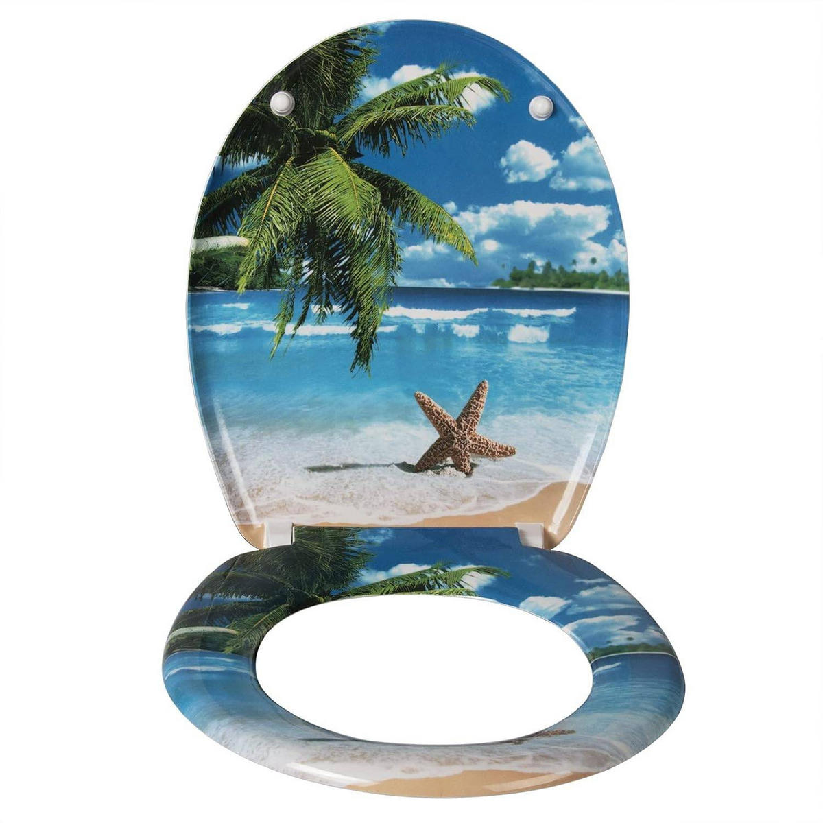 WC SITZ aus Duroplast, antibakterieller WC-Sitz - Blau/Weiß, Kunststoff (37/2.51/45cm) - Woltu