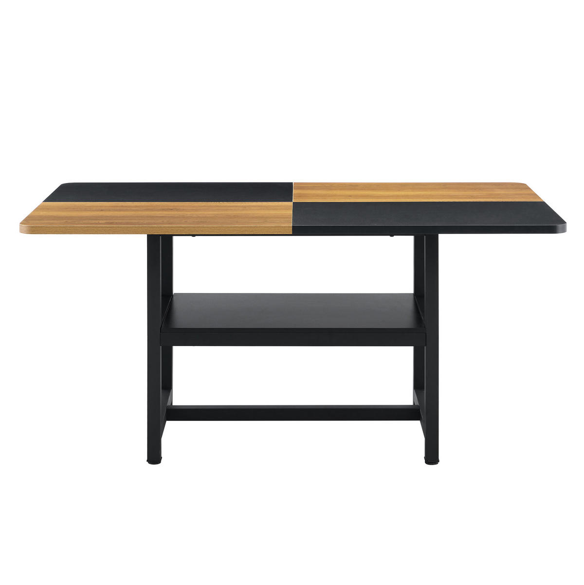 ESSTISCH 160/90/76 cm mit Ablagefach und kratzfester Tischplatte aus MDF und Metall, Schwarz/Holzfarben - Schwarz, Holzwerkstoff (160/90/76cm) - Redom
