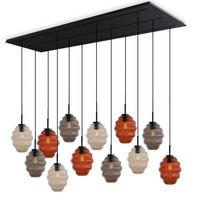 HÄNGELEUCHTE Echos 12-flammig Mehrfarbig Ø 18cm - Multicolor/Schwarz, Glas (18/18/20cm) - s.luce