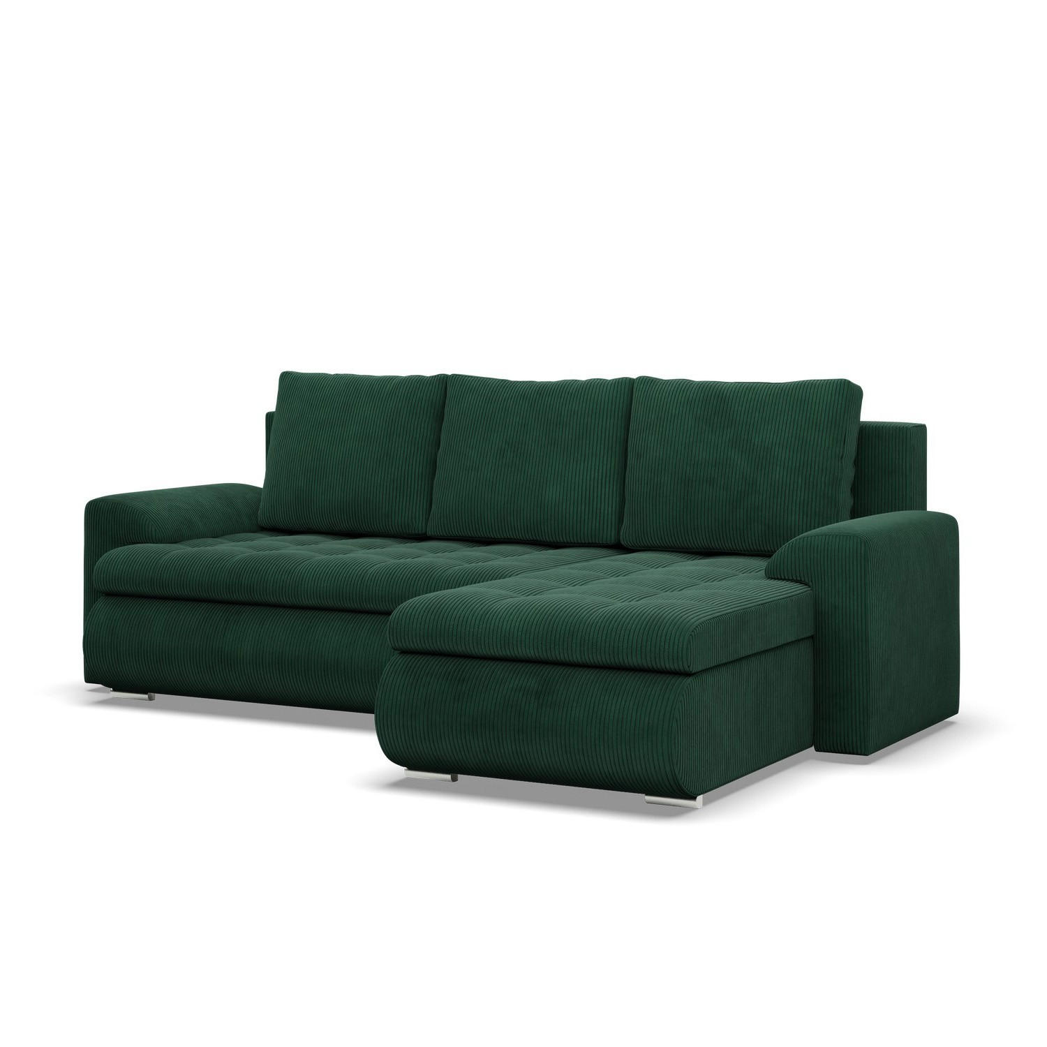 ECKSOFA RECHTS MIT SCHLAFFUNKTION FORESTA, Cord - Dunkelgrün - Dunkelgrün, Textil (230/159cm) - Mebligo