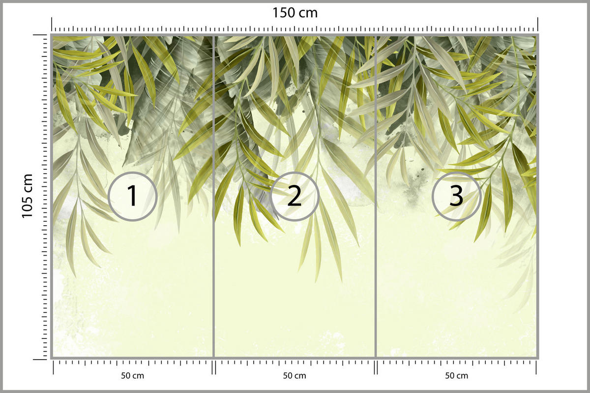 FOTOTAPETE für Schlafzimmer Exotische Blätter Grün Tropisch 150x105 - Grün, Papier (150/105cm) - Muralo