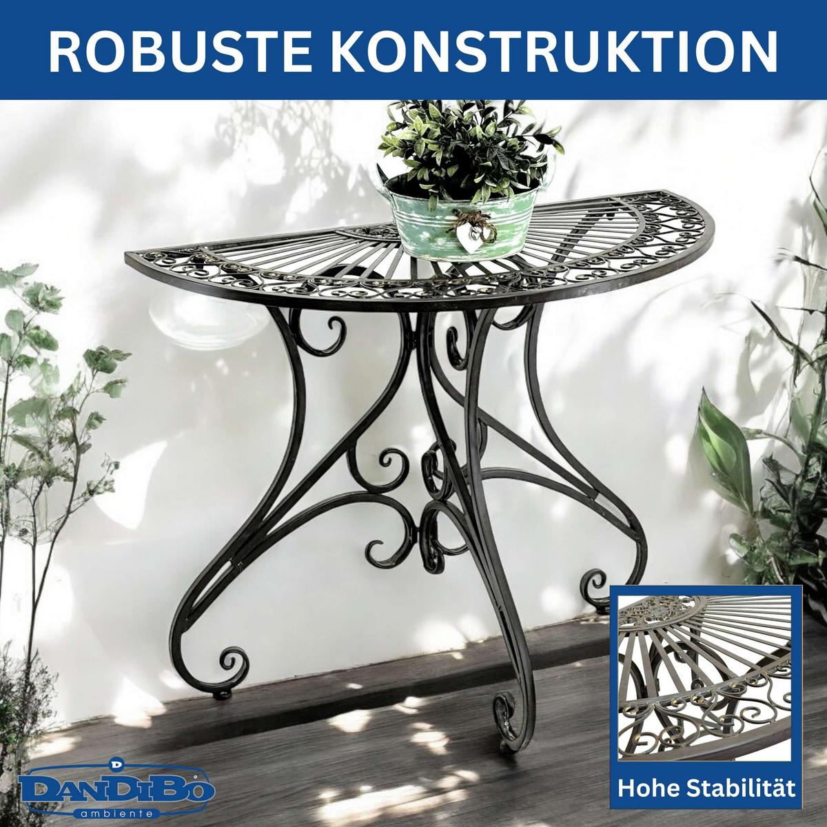 WANDTISCH Halbrund Metall Braun 90 cm - Braun, Metall (47/90/74cm) - DanDiBo