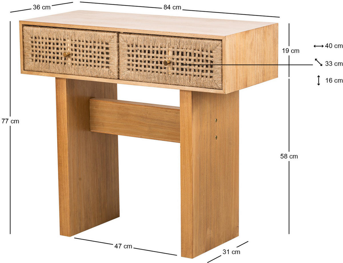 KONSOLENTISCH Rechteckig Braun 84 x 42 x 77 cm - Braun, Holz (42/84/77cm) - Nordlys