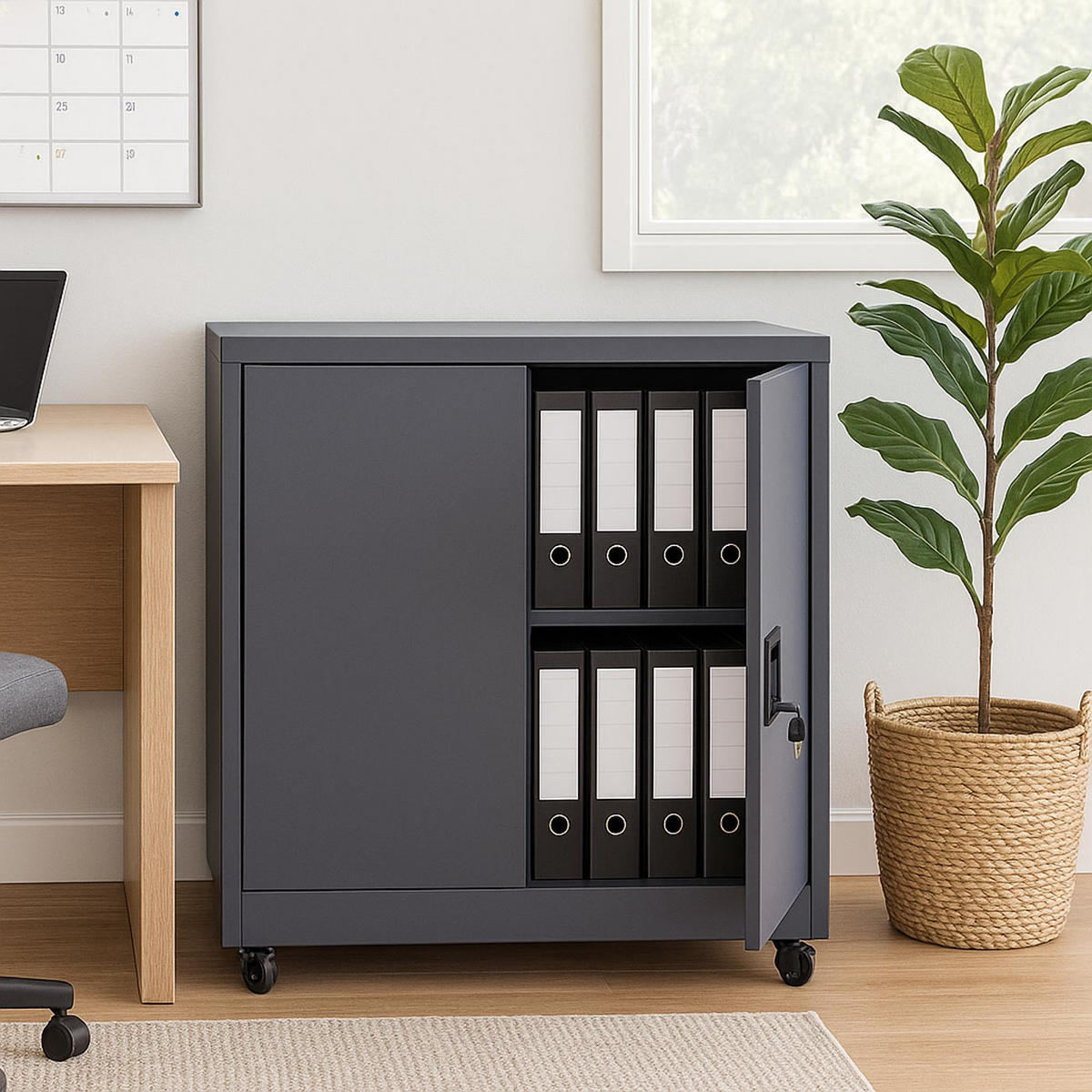 AKTENSCHRANK Dunkelgrau - Dunkelgrau, Metall (80/98/40cm) - MCW