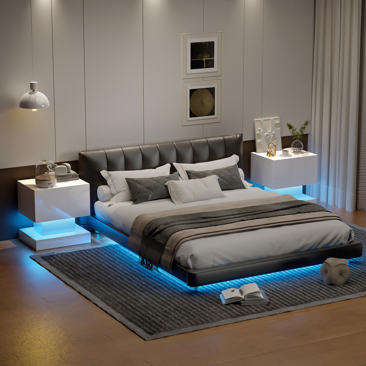 NACHTTISCH 50x40x52 cm, Weiß, LED, 2er-Set - Weiß, Holzwerkstoff (50/52/40cm) - FLIEKS