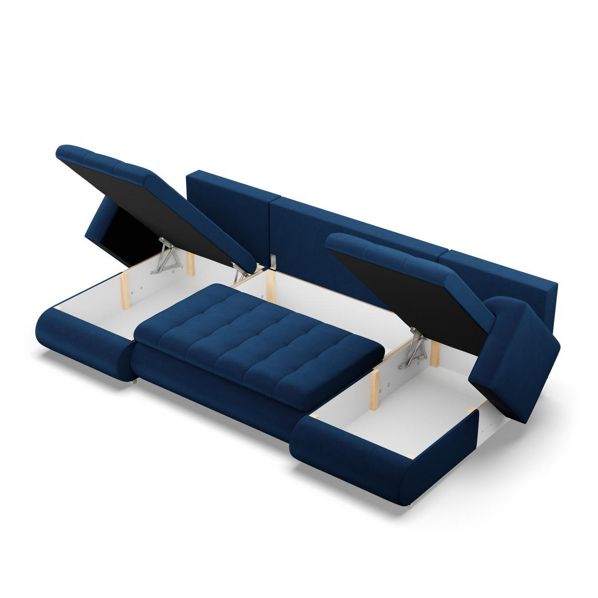 U-SOFA MIT SCHLAFFUNKTION FORESTA, Dunkelblau - Dunkelblau, Textil (302/89/159cm)