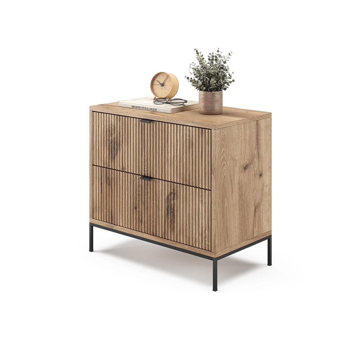 NACHTTISCH Eliza Viking Oak 66 x 60 cm mit 2 Schubladen - Eichefarben, Holzwerkstoff (66/60/36cm) - Vicco