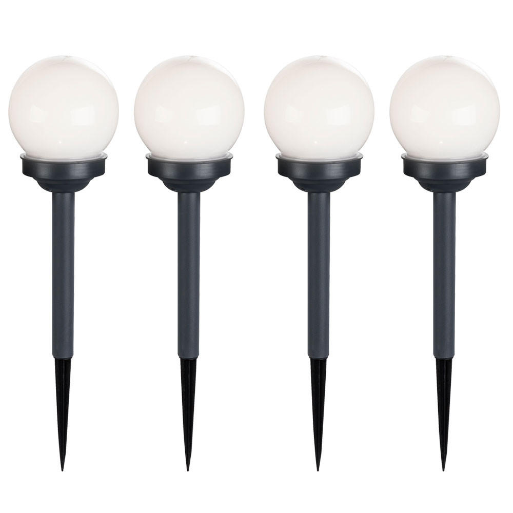 LED AUSSENLEUCHTE Solarkugel Weiß 4er Set - Weiß, Kunststoff (10/10/39cm) - Globo Lighting