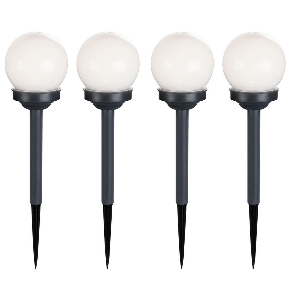 LED AUSSENLEUCHTE Solarkugel Weiß 4er Set - Weiß, Kunststoff (10/10/39cm) - Globo Lighting