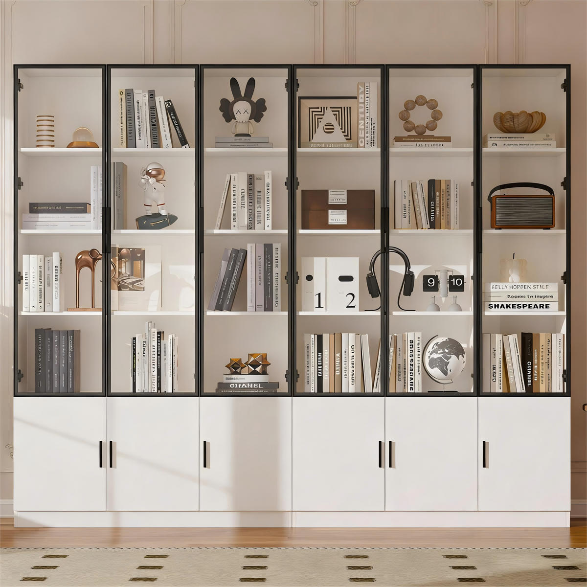VITRINE LED 240cm Glasvitrine 12 Türen Hochschrank Weiß - Weiß, Glas (240/200/32cm) - FLIEKS