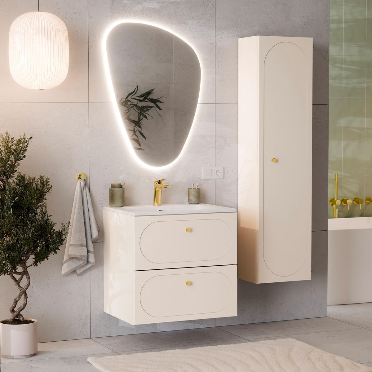 WASCHTISCH 60.2cm Sanae Sandbeige - Beige, Holzwerkstoff (60.2/57/46cm) - Petits-meubles