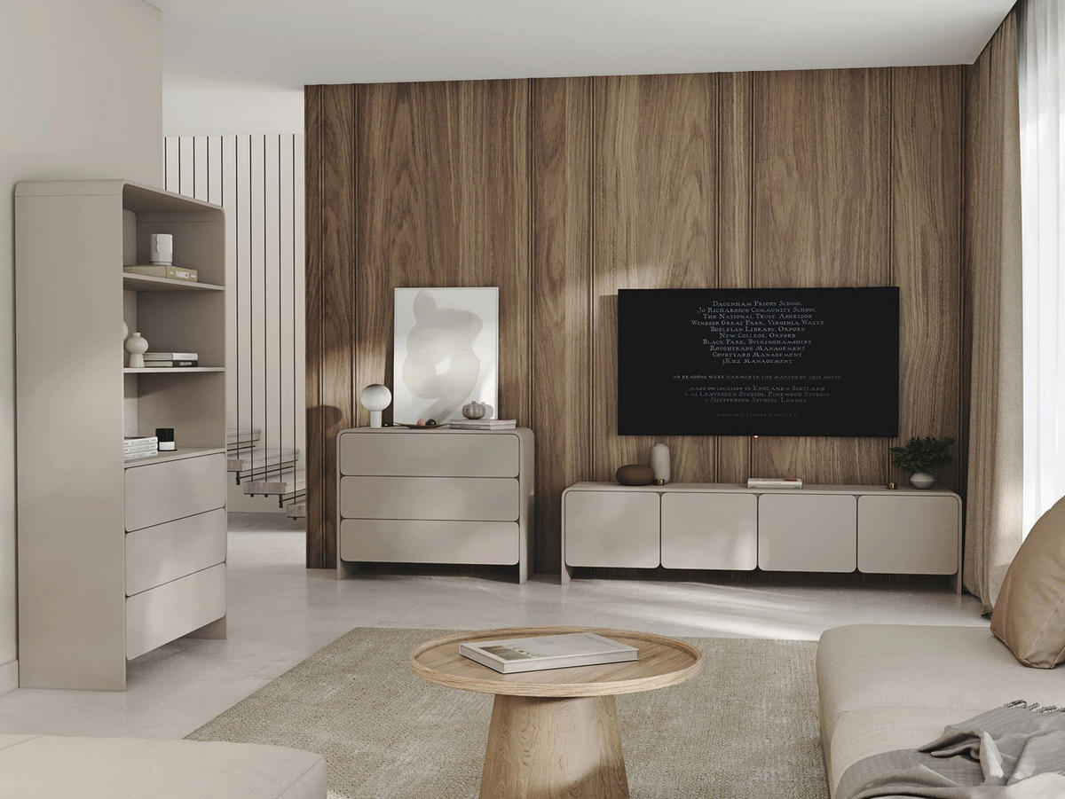 TV stolík so 4 dvierkami, Kašmír, 207cm - kašmírová, kov/kompozitné drevo (207/50.5/39cm) - Selsey