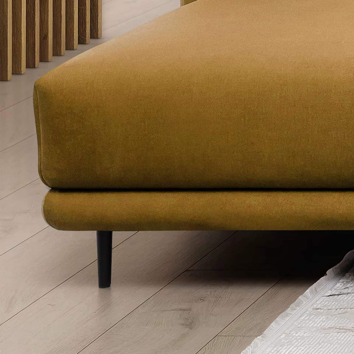 ECKSOFA mit Schlaffunktion und Bettkasten, Loco-Stoff - Gelb/Schwarz, Textil/Metall (289/190cm) - Eltap