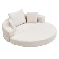 SOFABETT 2-in-1 173x176 cm Cord Light Beige mit 3 Kissen - Beige, Kunststoff (176/40/173cm) - Meubliv