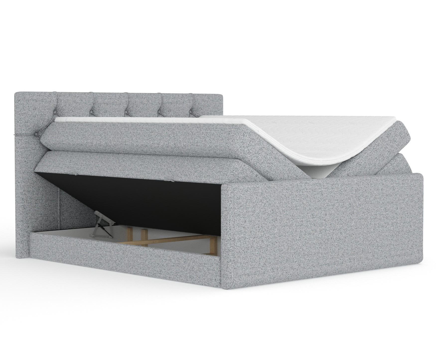 BOXSPRINGBETT Hugo Grau 140/200 cm - Schwarz/Grau, Holz/Holzwerkstoff (140/200cm) - Maison de Reve