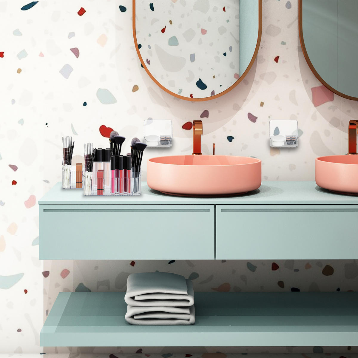 2xKOSMETIK-ORGANIZER - Transparent, Kunststoff (20.5/10.5/9.5cm) - Relaxdays