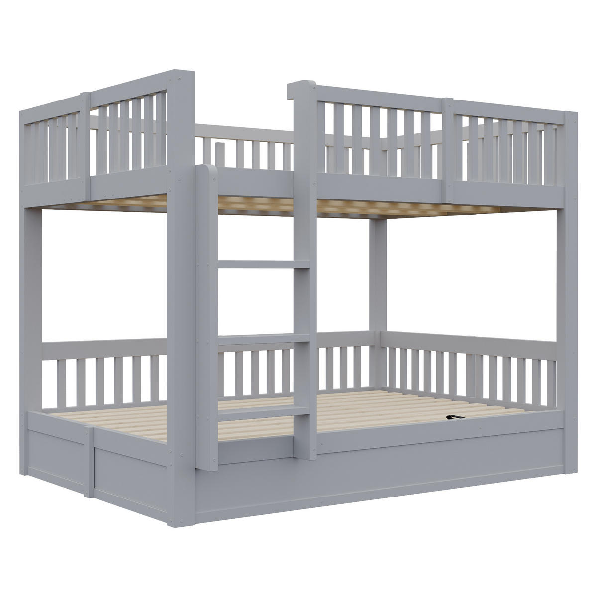 KINDER-ETAGENBETT 140*200 aus Massivholz mit Stauraum, Grau - Grau, Holz (140/200cm) - FLIEKS