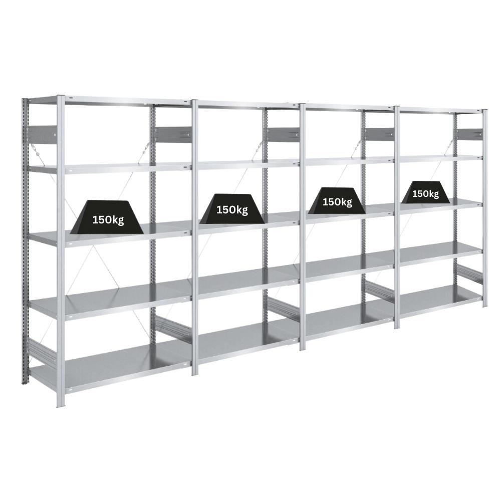 SCHWERLASTREGAL Silver Mamba 200x400x50cm 5 Ebenen je 150kg Fachlast Verzinkt - Silberfarben, Metall (400/200/50cm) - PROREGAL