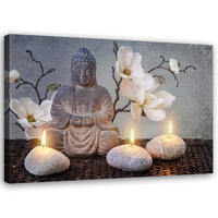 LEINWANDBILD Buddha Orchidee Blumen - Grau, Textil (60/40cm) - Feeby