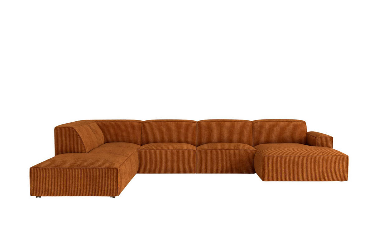 ECKSOFA Cursal V, Stoff Poso, Kupfer, Links - Orange, Holz (364/262cm) - Kaiser Möbel