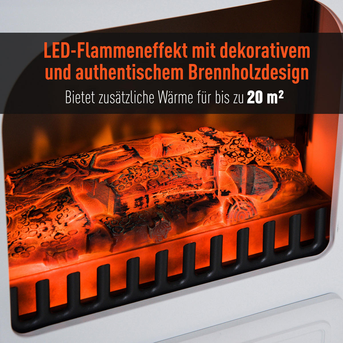 ELEKTROKAMIN, 950/1850W, Überhitzungs-Schutz, Weiß, 41,5 x 28 x 54,8 cm - Weiß, Metall (28/54.8/41.5cm) - HOMCOM