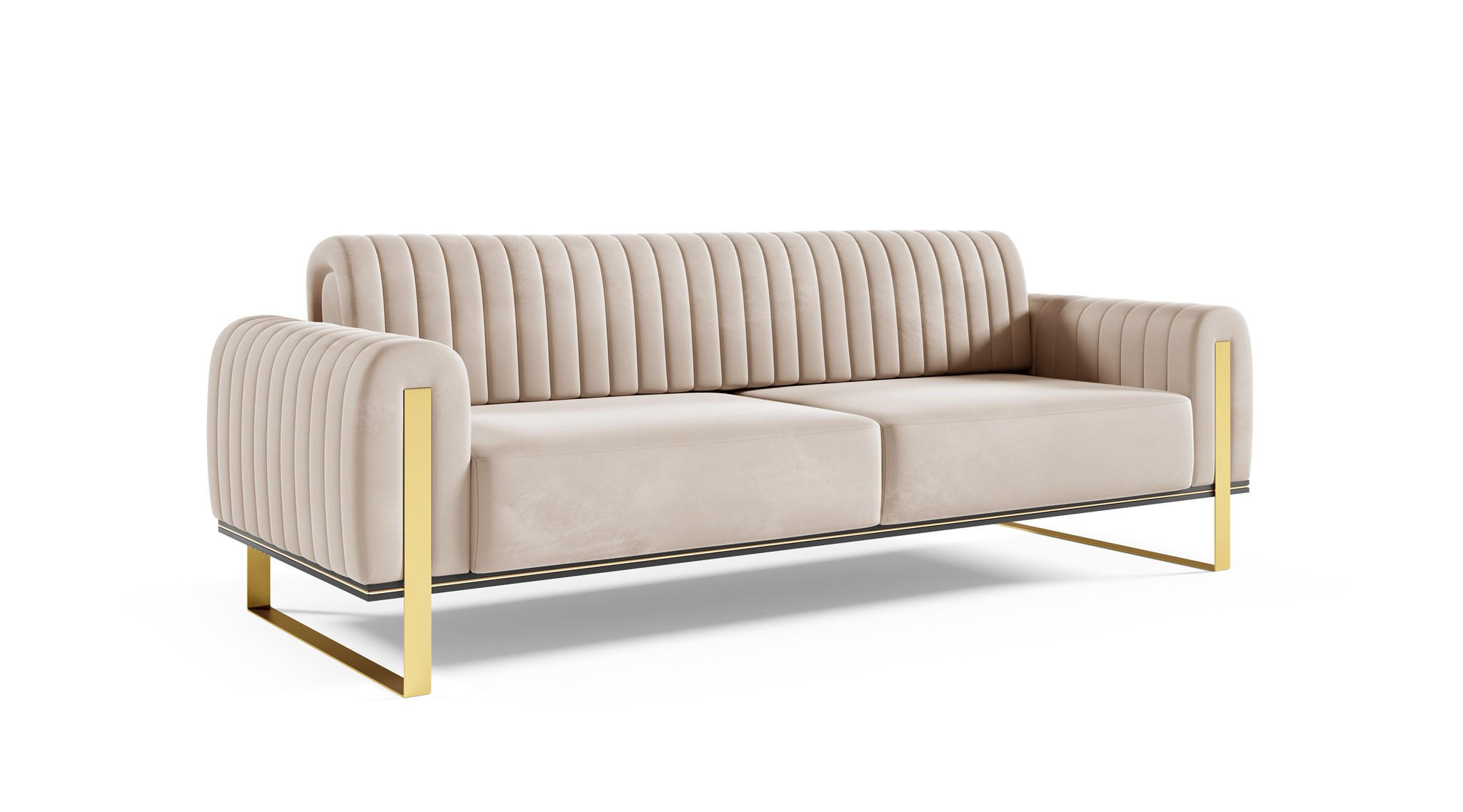 SOFA Valerie 3-sitzer - Beige, Holzwerkstoff/Textil (228/79/90cm) - Fun Möbel