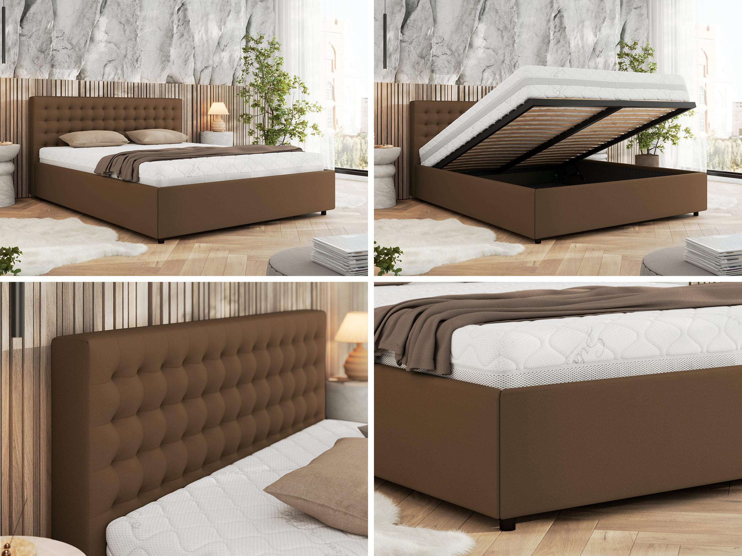 Thumbnail - MKS Polsterbett, Braun, Textil, H3, 7-Zonen, Rechteckig, 180x200 cm, Oeko-Tex®, Schlafzimmer, Betten, Polsterbetten