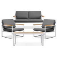 GARTENSET TRIBO Industriestil für 4 Personen, weiß - Weiß/Grau, Metall - KONSIMO®